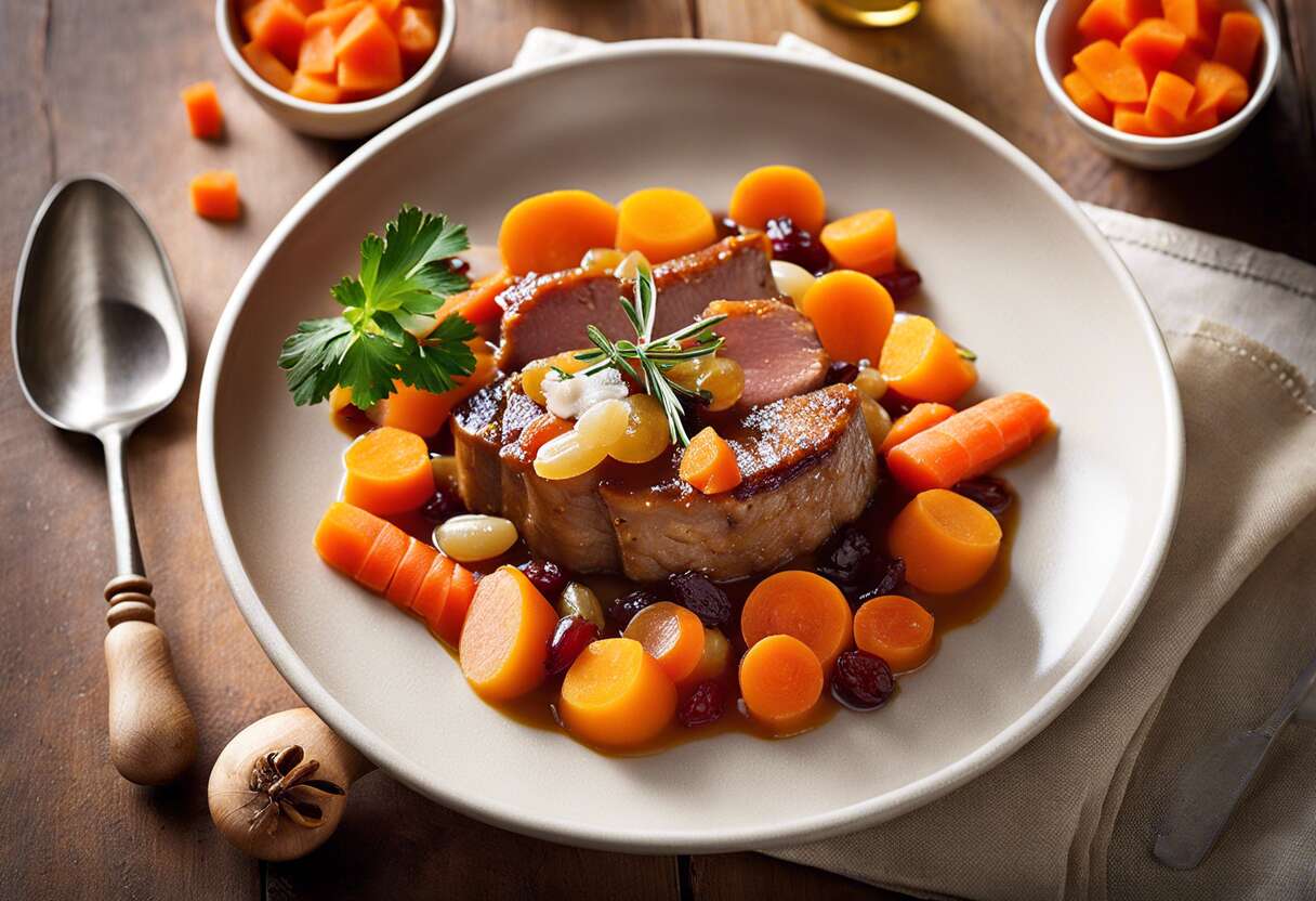Cocotte de veau sucré-salé aux carottes et raisins : recette savoureuse